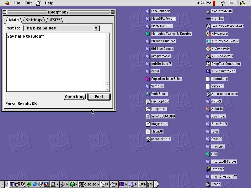 old iBlog client running on MacOS 9