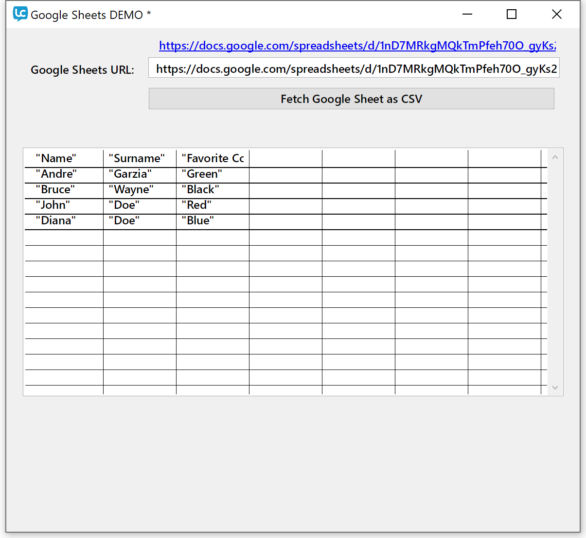 Google Sheets DEMO stack